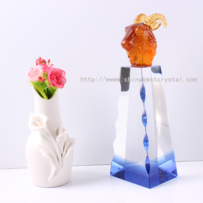 Coloured glaze crystal trophy