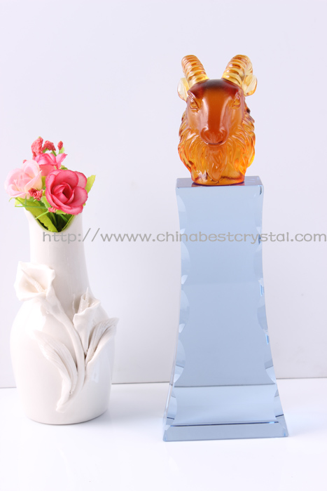 Coloured glaze crystal trophy