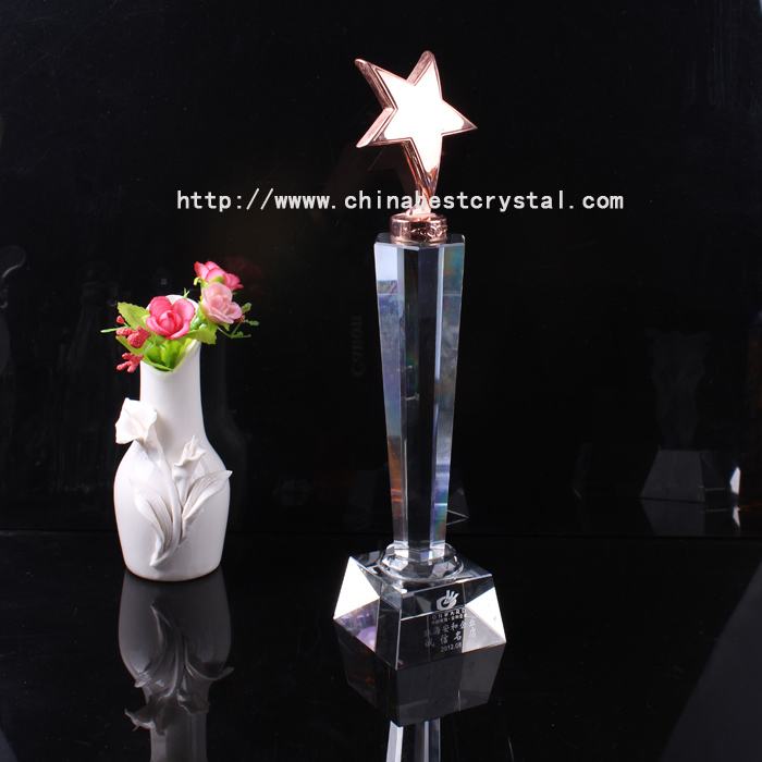 Metal pentagram crystal trophy
